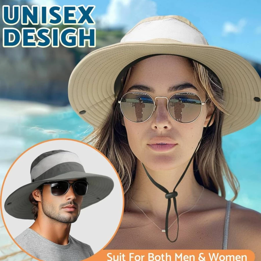 PFFY Sun Bucket Hat for Women & Men – UV Protection Wide Brim Fishing & Beach Hat for Outdoor Activities