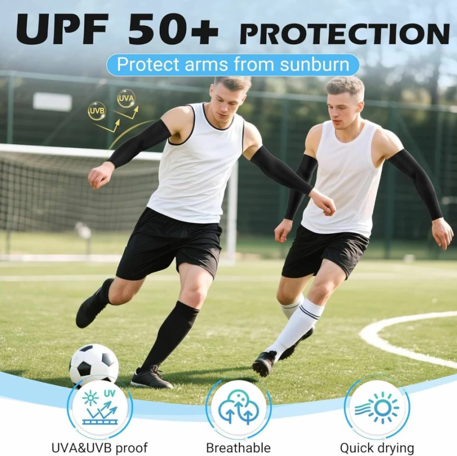 Jelbolin UV Sun Protection Arm Sleeves for Men & Women - Cooling Compression Sports Sleeves for Outdoor Activities