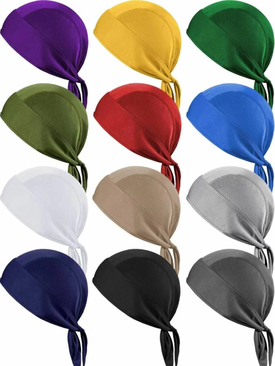 Geyoga 12-Pack Breathable Skull Cap Set - Moisture Wicking Beanie, Bandana & Helmet Liner for Men & Women - Cooling Sports Headwear for Running, Cycling, Workouts