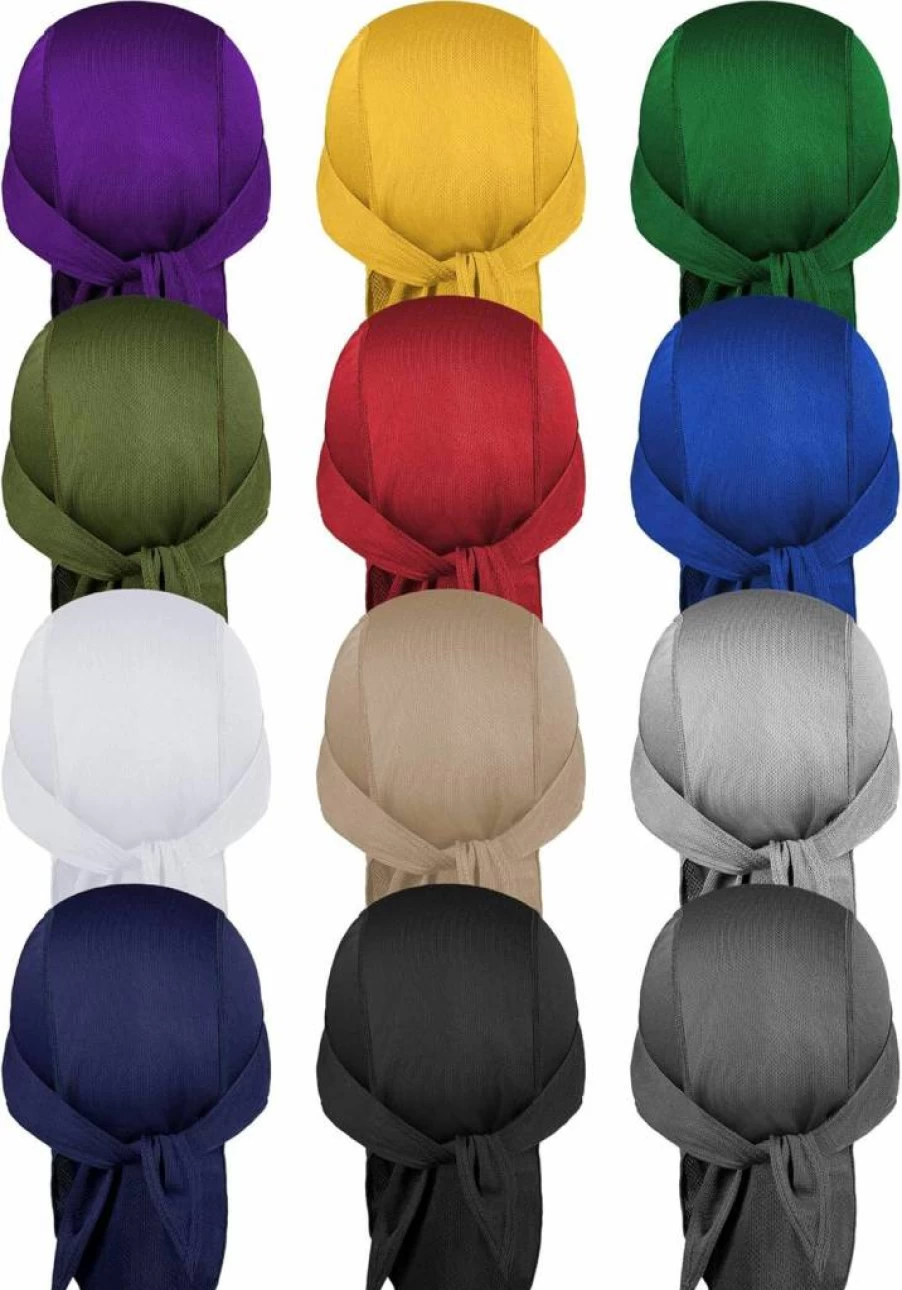Geyoga 12-Pack Breathable Skull Cap Set - Moisture Wicking Beanie, Bandana & Helmet Liner for Men & Women - Cooling Sports Headwear for Running, Cycling, Workouts