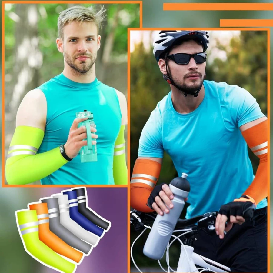 Wesiti UV Sun Protection Arm Sleeves 6 Pairs - Cooling Compression Sports Sleeves for Men & Women, Reflective Arm Sleeves for Basketball, Golf, Football