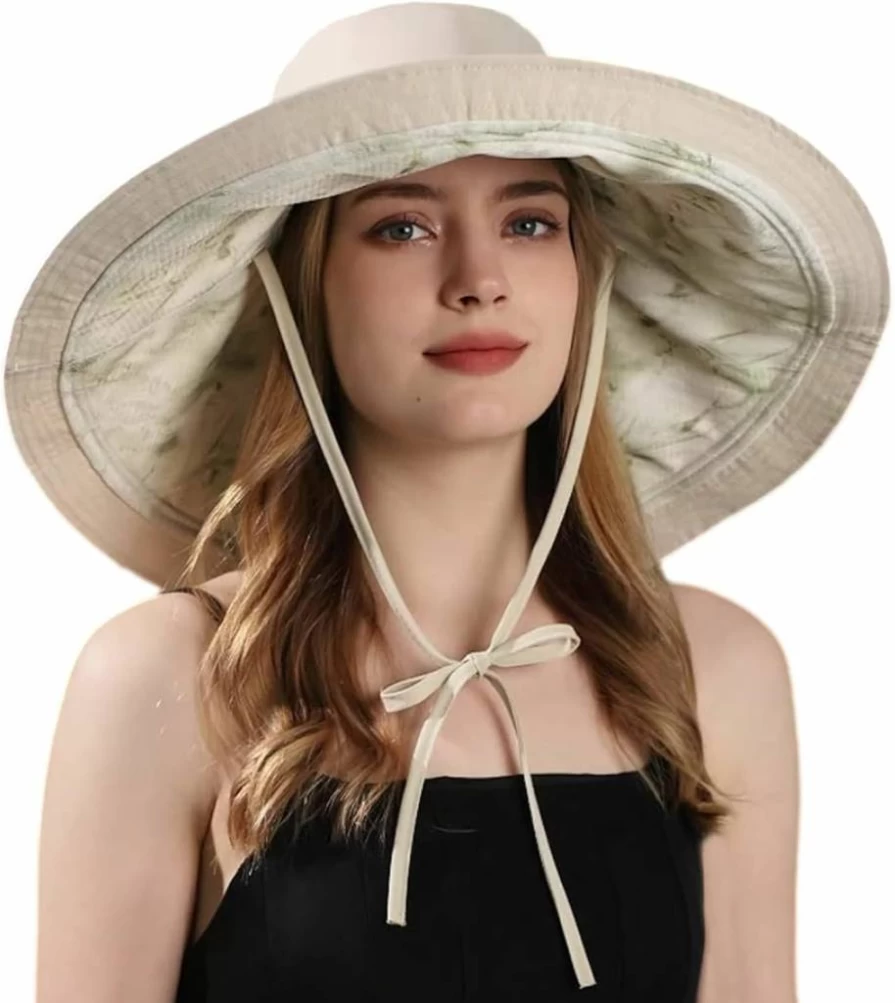 iHomey Reversible Packable Sun Hat with Extra Wide Brim - UPF 50+ Beach Bucket Hat for Women & Men