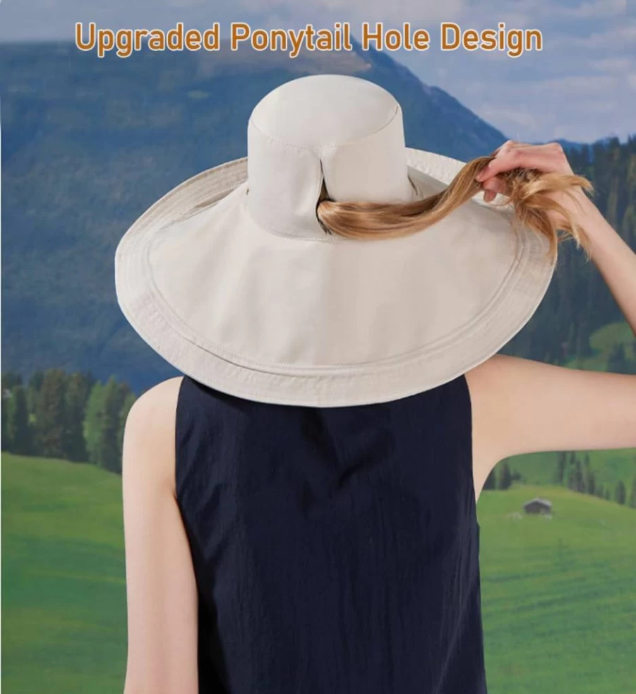 iHomey Reversible Packable Sun Hat with Extra Wide Brim - UPF 50+ Beach Bucket Hat for Women & Men