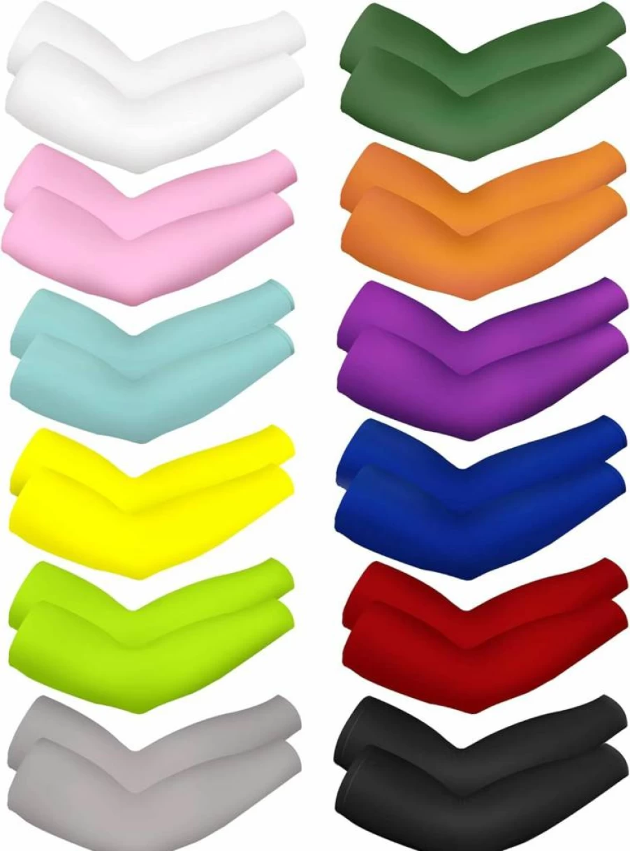 Bememo Unisex UV Protection Arm Sleeves - 12 Pairs Cooling Long Sleeve Cover for Sun Protection