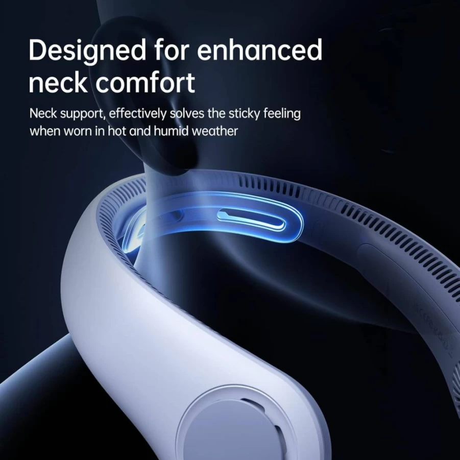 JISULIFE Portable Neck Fan - Hands-Free Wearable Bladeless Fan with 5 Speed Settings, 5000mAh Rechargeable Battery, Quiet Personal Cooling for Indoor Outdoor Use, Ideal Gift for Men and Women (Foggy Grey)