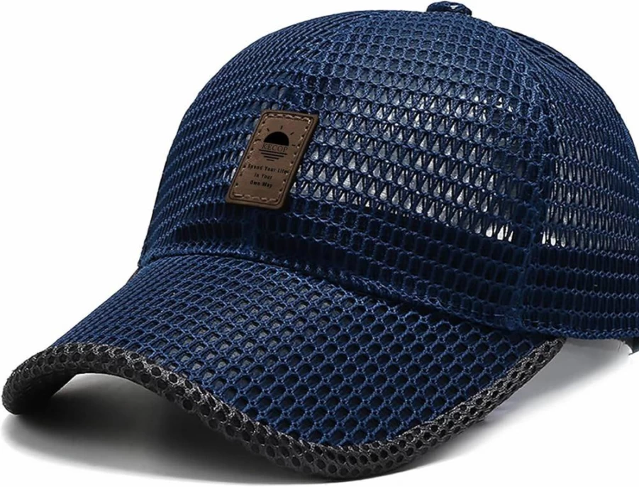 KECOP Men's Breathable Mesh Trucker Hat - Lightweight Quick-Dry Sports Cap for Outdoor Activities