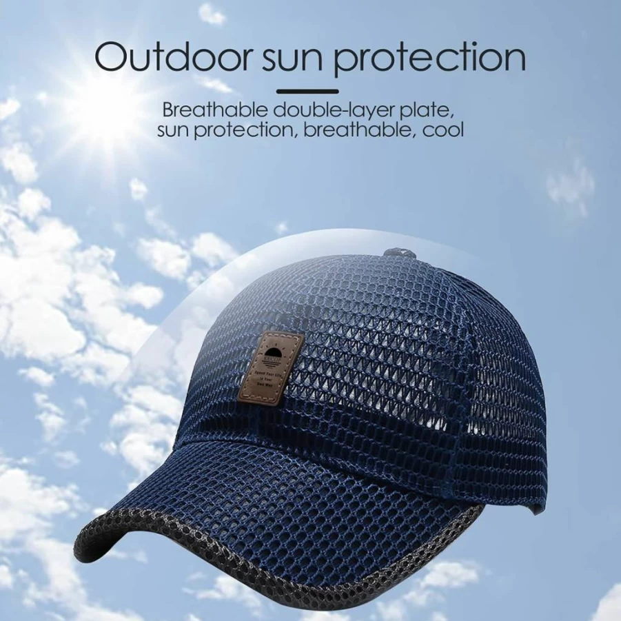 KECOP Men's Breathable Mesh Trucker Hat - Lightweight Quick-Dry Sports Cap for Outdoor Activities
