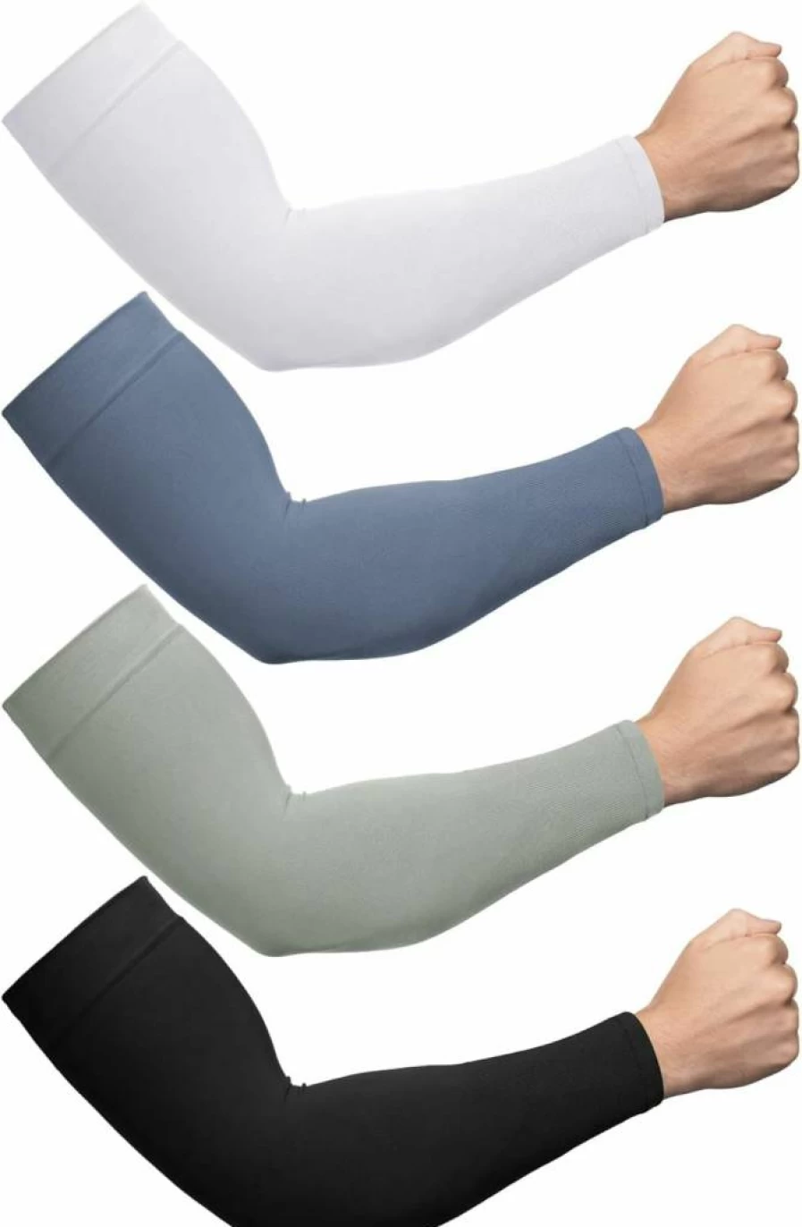 Foaincore 4 Pairs Plus Size UV Protection Cooling Arm Sleeves for Men & Women - Breathable Sunblock Compression Sleeves for Outdoor Activities