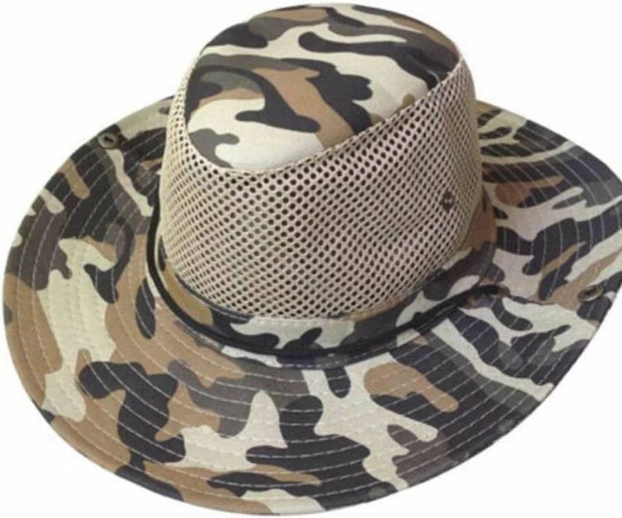 EORTA 2 Pack Men's Camouflage Sun Hats Wide Brim Breathable Mesh Summer Outdoor Hat for Fishing Hiking Gardening Travel Foldable