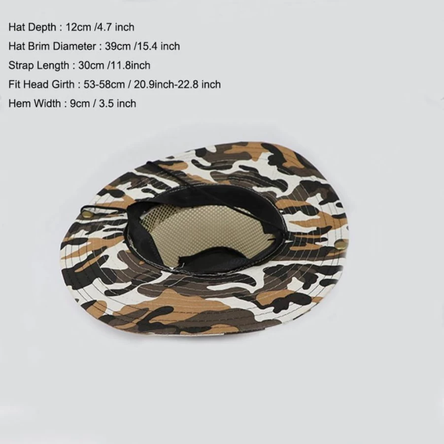 EORTA 2 Pack Men's Camouflage Sun Hats Wide Brim Breathable Mesh Summer Outdoor Hat for Fishing Hiking Gardening Travel Foldable