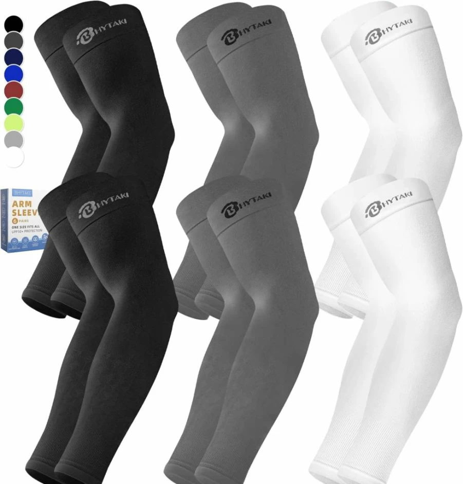 BHYTAKI UPF50+ Cooling Arm Sleeves for Men & Women - UV Sun Protection, Compression Sport Sleeves for Workout, Running, Tattoo Cover