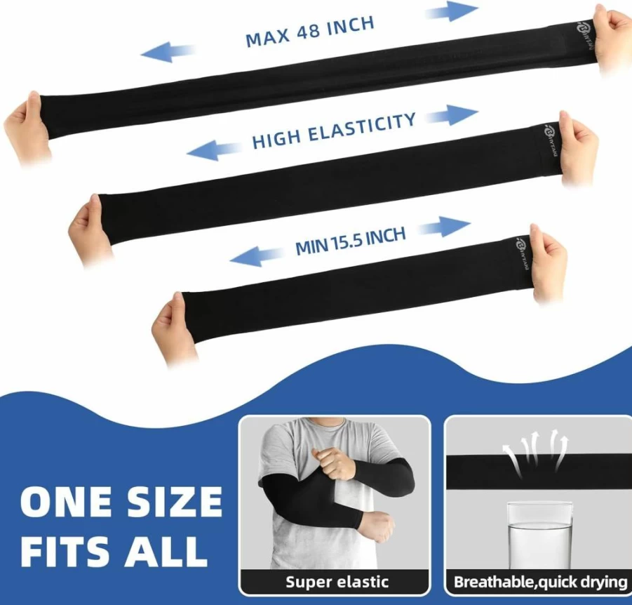 BHYTAKI UPF50+ Cooling Arm Sleeves for Men & Women - UV Sun Protection, Compression Sport Sleeves for Workout, Running, Tattoo Cover