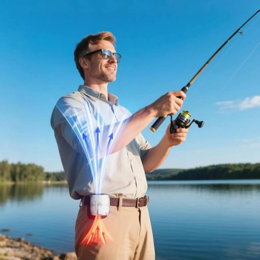 FULSUNT Portable Clip-On Waist Fan - 6000mAh Rechargeable, 6 Speed Wearable Fan with Neck Strap, 14000RPM Powerful Cooling for Outdoor, Travel & Work