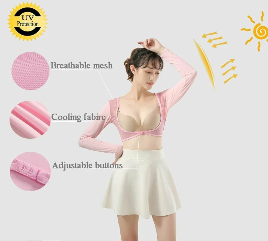 Ciguo Women's UV Protection Golf Cooling Shawl & Arm Sleeves – Breathable Sun Shield for Outdoor Sports