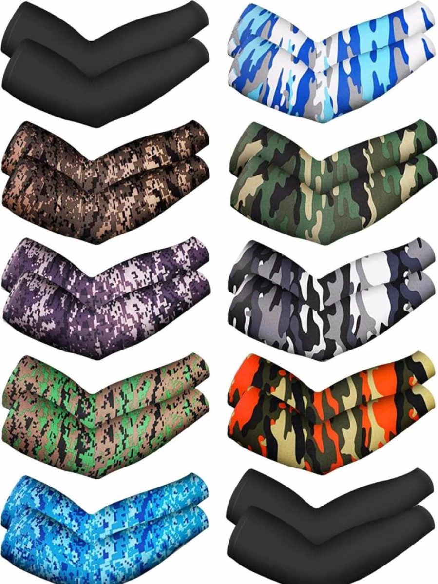 Boao 10 Pairs Unisex Cooling Arm Sleeves UV Protection for Running Cycling Driving Outdoor Sports Ice Silk Sun sleeves