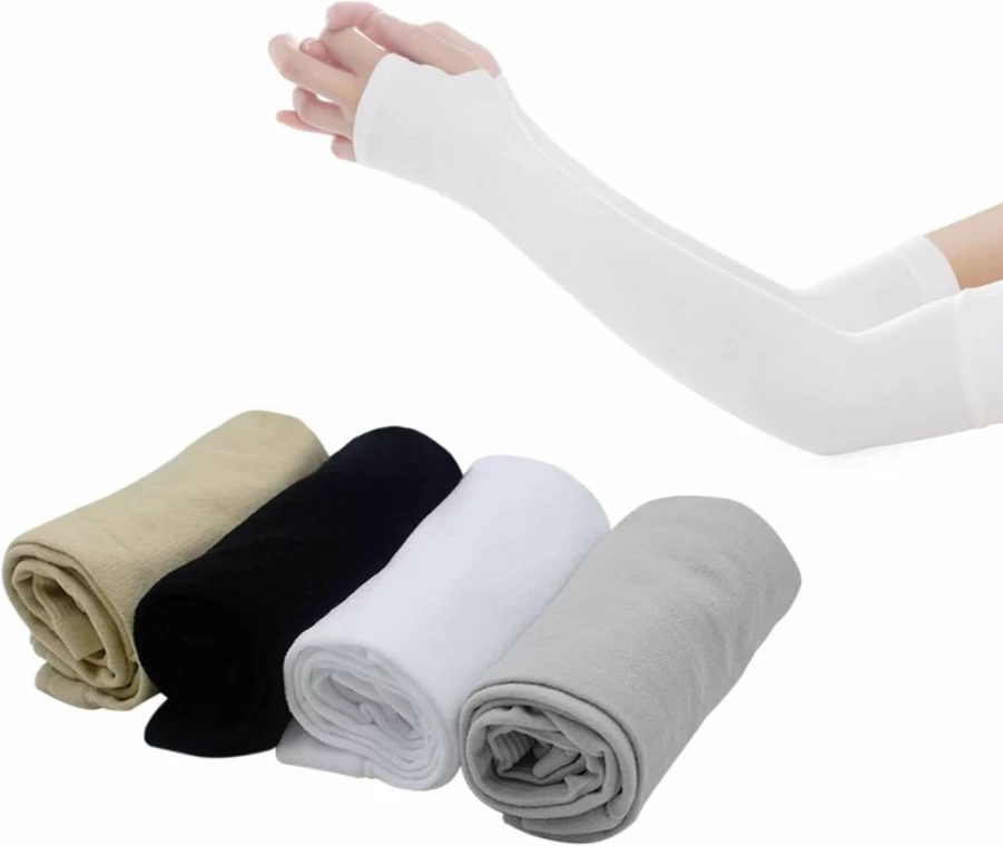 Alovexiong UV Protection Arm Sleeves for Women - 4Pcs Cooling Compression Sleeves with Thumb Hole for Cycling, Running, Golf, Driving, Fishing & Outdoor Activities