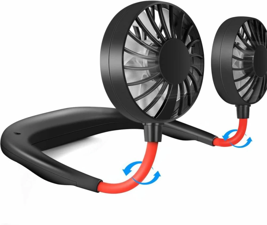 JUANANIUG Portable Neck Fan with 360° Rotation - Rechargeable USB Wearable Fan, 3 Speed Adjustable, Hands-Free Cooling for Office, Travel, Sports, Reading (Black)