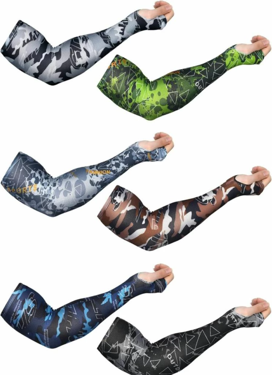 JenPen 6 Pairs UV Protection Arm Sleeves with Thumb Holes for Men & Women, Breathable Cooling Compression Sleeves for Sports & Outdoor Activities, Stylish Summer Sun Protection