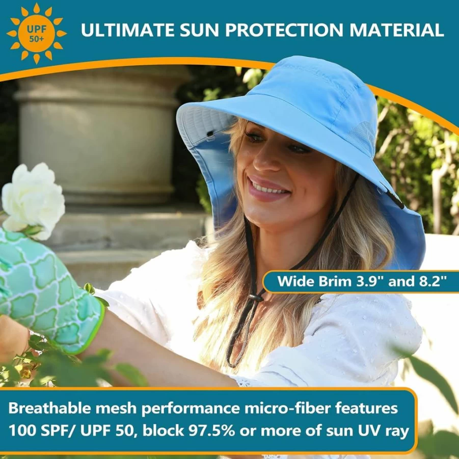 Solaris UPF 50+ Sun Hat for Men & Women - Wide Brim Lightweight Summer Cap with Neck Flap for Fishing, Hiking & Outdoor Activities