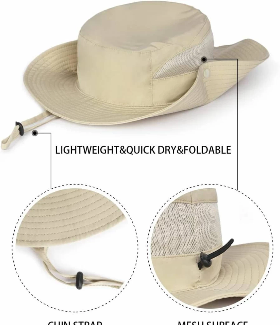 Zylioo XXL Oversize UV Protection Fishing & Safari Hat for Big Heads, Quick Dry Boonie Sun Hat with Adjustable Strap for Men & Women