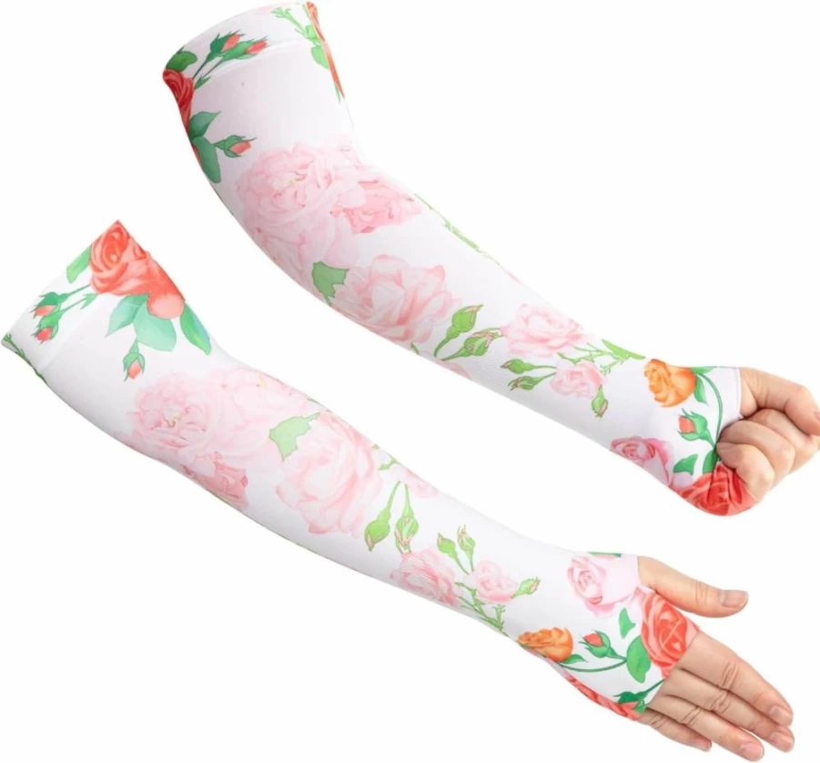 ARCLIBER Women's Gardening Arm Sleeves with Thumb Holes - UV Protection Cooling Sun Sleeves for Outdoor Work