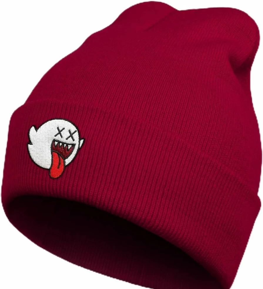 SHUNLCD Spooky Ghost Knit Beanie for Men & Women - Gothic Winter Hat, Emo Christmas Gift, Cool Unisex Skull Cap