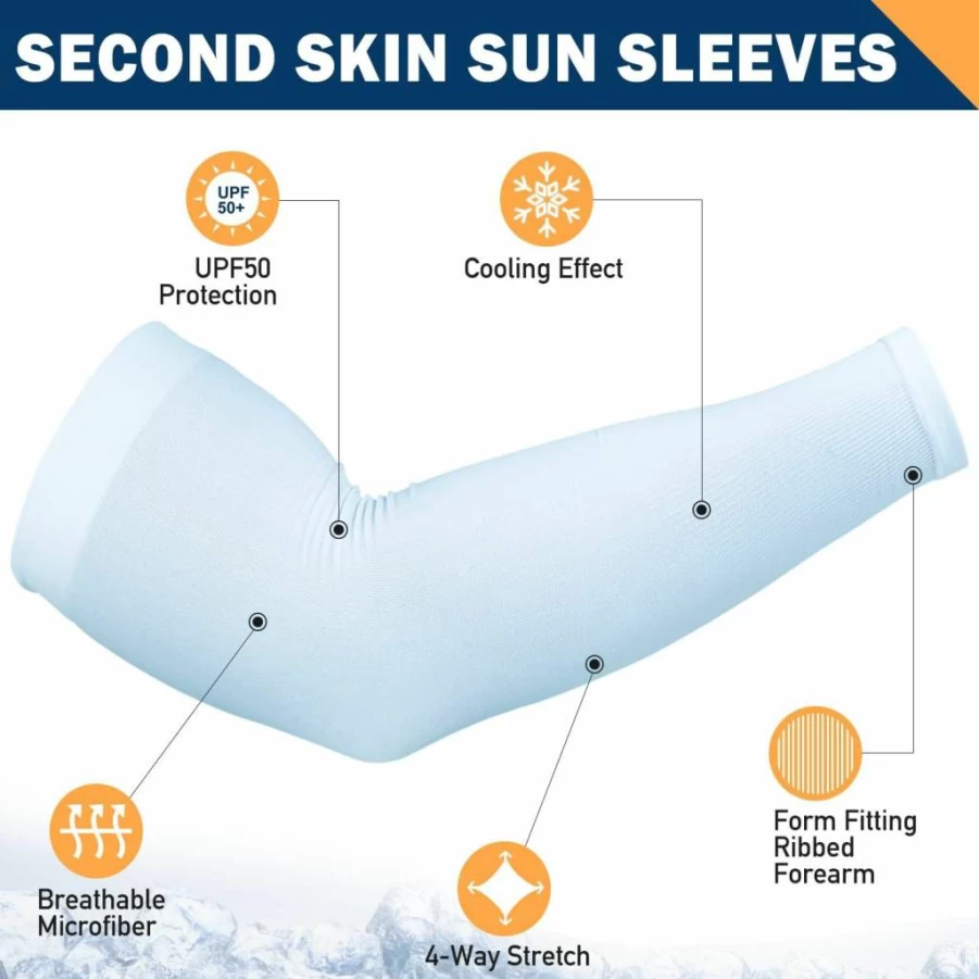 BuzToz UV Protection Cooling Arm Sleeves for Men & Women - Breathable Athletic Compression Sleeves for Football, Golf, Volleyball & Outdoor Sports