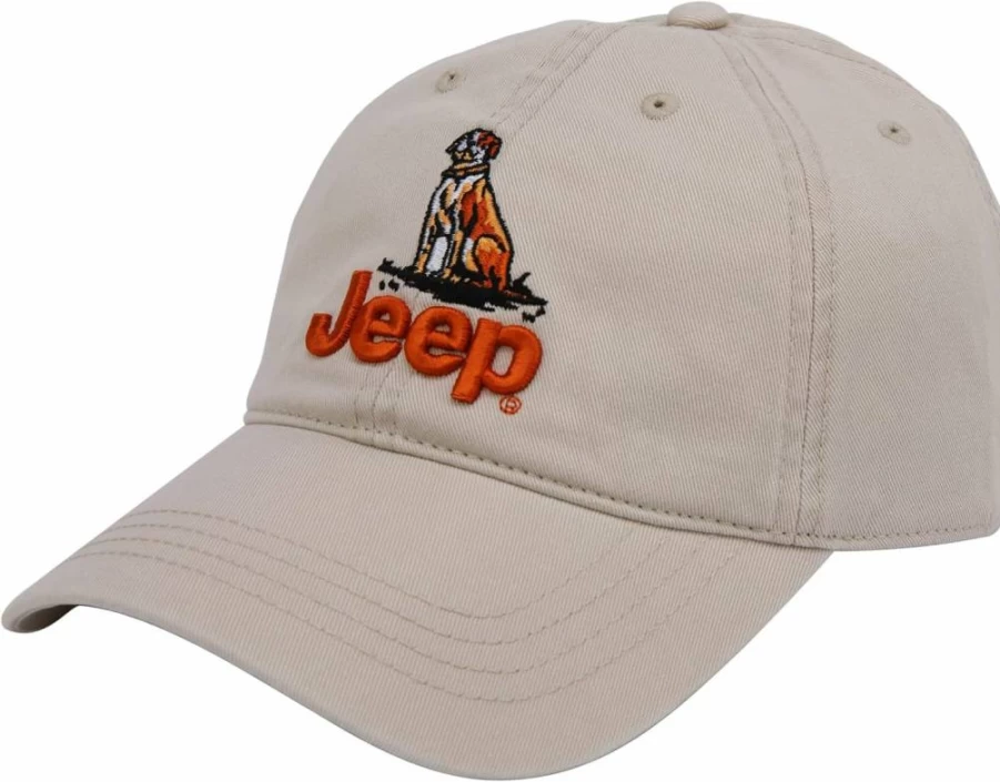 Jeep Vintage Classic Washed Cotton Hat with Retro Dog Logo - Original DSC Design for Men & Women