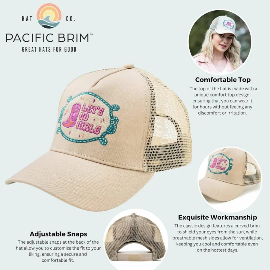 PACIFIC BRIM Adjustable Unisex Trucker Hat with Mesh Side Panels for Men & Women