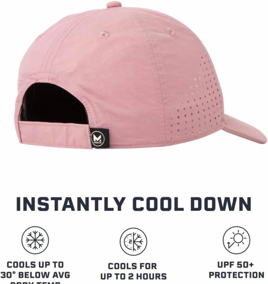 MISSION Cooling Vented Unisex Performance Hat for Workouts, Golf, Running – Sweat & Water Activated Tech Cap