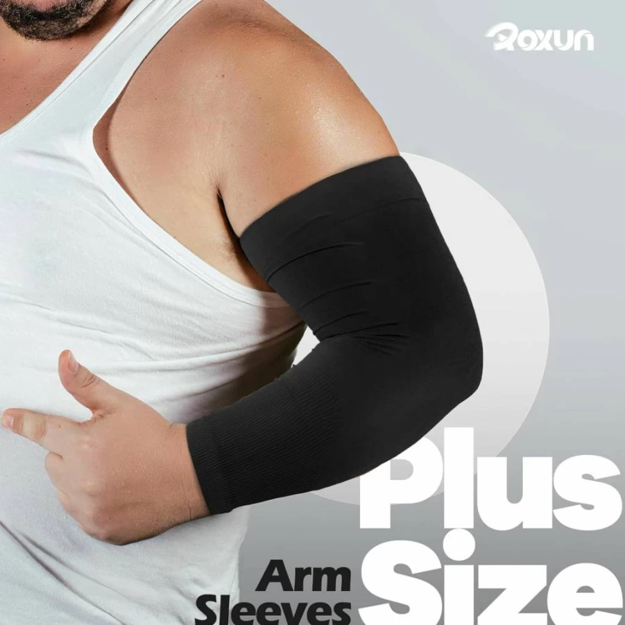 ROXUN UV Sun Protection Cooling Arm Sleeves – Plus Size Compression Sports Arm Covers for Men & Women