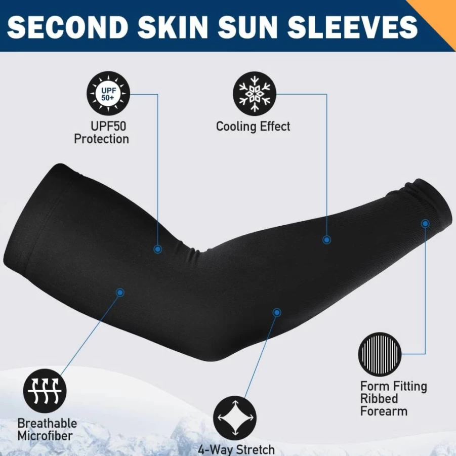 BuzToz UV Protection Cooling Arm Sleeves for Men & Women - Breathable Athletic Compression Sleeves for Golf, Football, Volleyball & Outdoor Sports