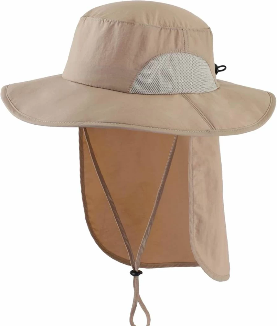 Home Prefer UPF 50+ Sun Hat for Men & Women - Wide Brim UV Protection Safari Hat with Neck Flap for Fishing, Hiking, Gardening Outdoor Activities