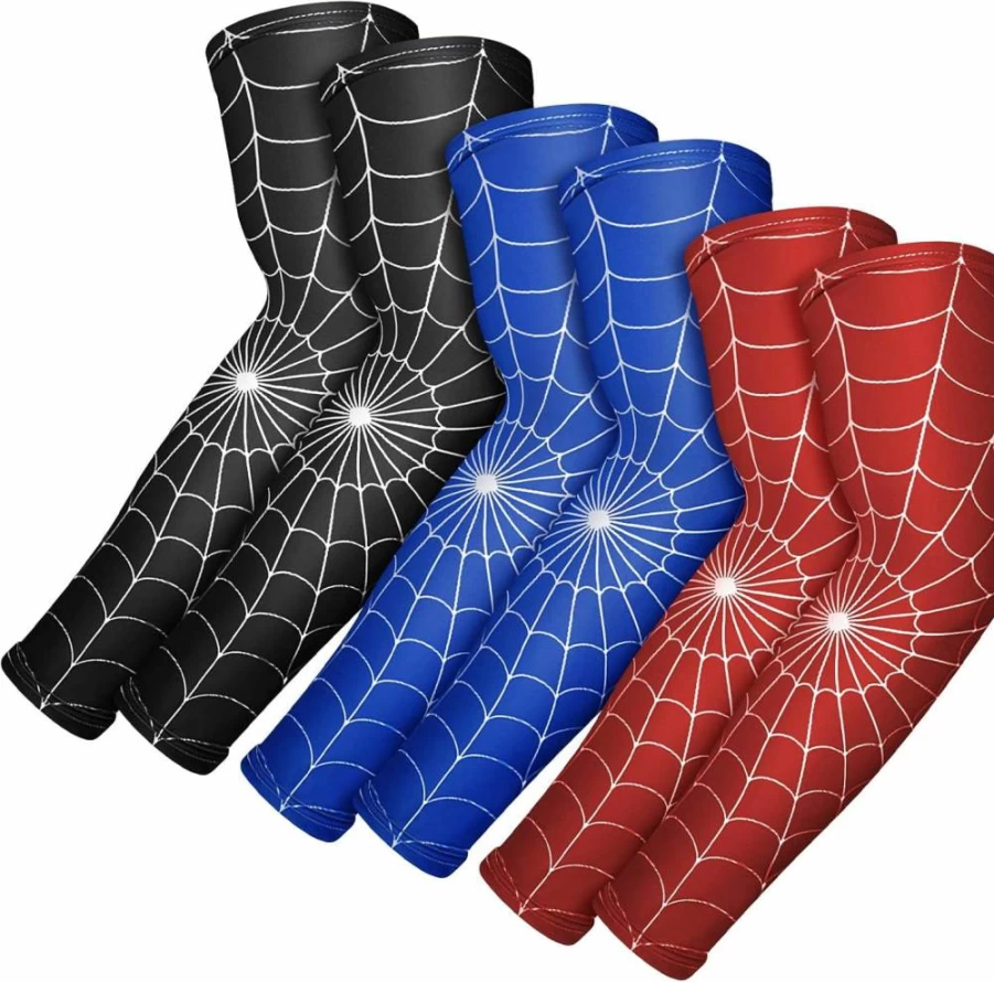 Bencailor 3-Pair UV Protection Cooling Arm Sleeves for Men & Women – Sun Shield Spider Web Tattoo Cover for Outdoor Cycling, Sports, Gardening