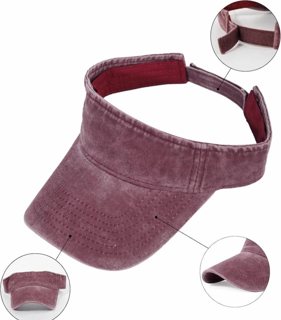 Qlauca 3 Pack Adjustable Twill Cotton Sun Visor Hat for Women & Men - Lightweight Cooling Sports Running Cap