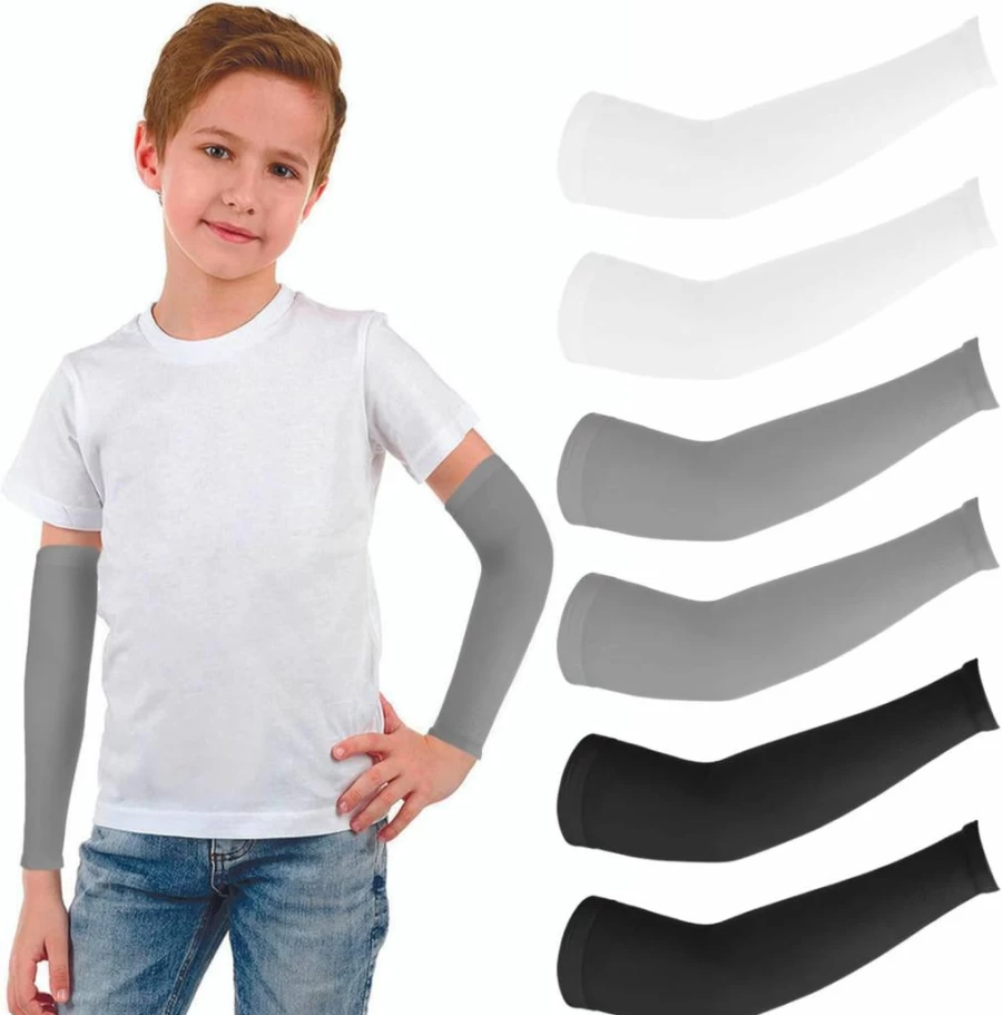 Vin Beauty UPF 50+ Sun Protection Arm Sleeves - 3 Pairs Cooling Compression Sleeves for Men, Women, Kids - Breathable UV Sport Sleeves for Outdoor Activities (Black, White, Grey)