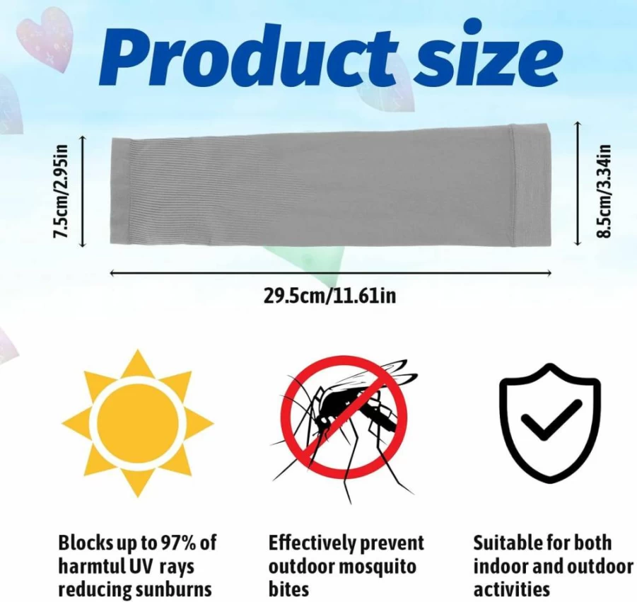 Vin Beauty UPF 50+ Sun Protection Arm Sleeves - 3 Pairs Cooling Compression Sleeves for Men, Women, Kids - Breathable UV Sport Sleeves for Outdoor Activities (Black, White, Grey)