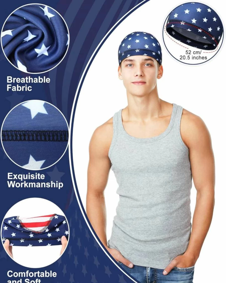 Handepo 12-Pack Cooling Skull Cap for Men & Women - Moisture Wicking Helmet Liner for Cycling, Running, Motorcycle - Breathable Beanie (Classic Style)