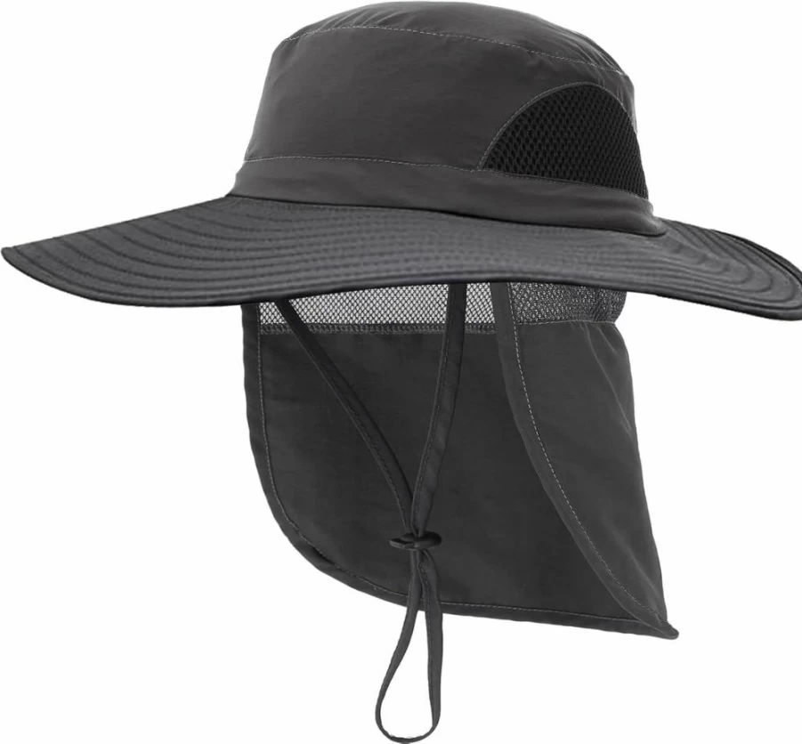 Double Couple UPF 50+ Sun Hat for Men & Women - Wide Brim Waterproof Fishing Cap with Neck Flap, Breathable Outdoor Summer Hats