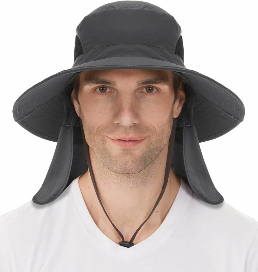 Double Couple UPF 50+ Sun Hat for Men & Women - Wide Brim Waterproof Fishing Cap with Neck Flap, Breathable Outdoor Summer Hats