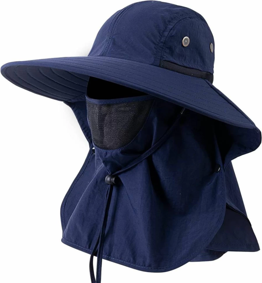 HEEHIPOO UPF 50+ Sun Hat for Men & Women - Wide Brim Fishing Hat with Face Cover & Neck Flap Protection