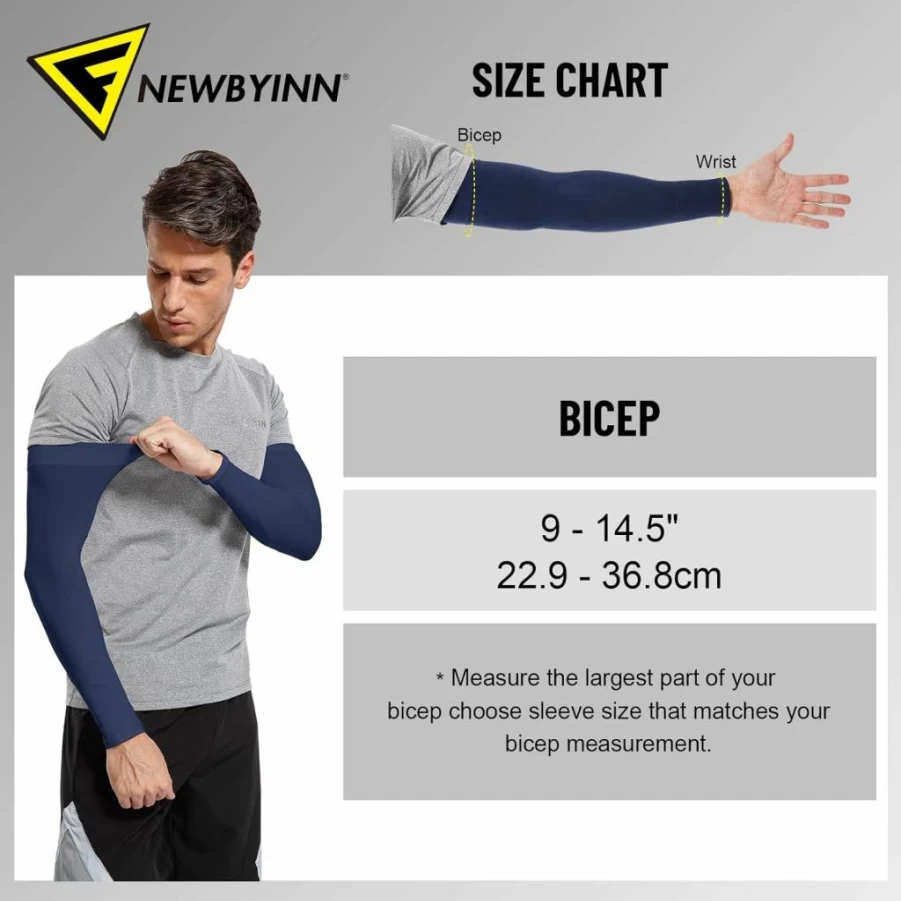 Newbyinn UV Protection Arm Sleeves for Men & Women - Cooling Sun Sleeve Cover with Mid-Compression, Tattoo Shield, Lightweight & Breathable for Outdoor Sports