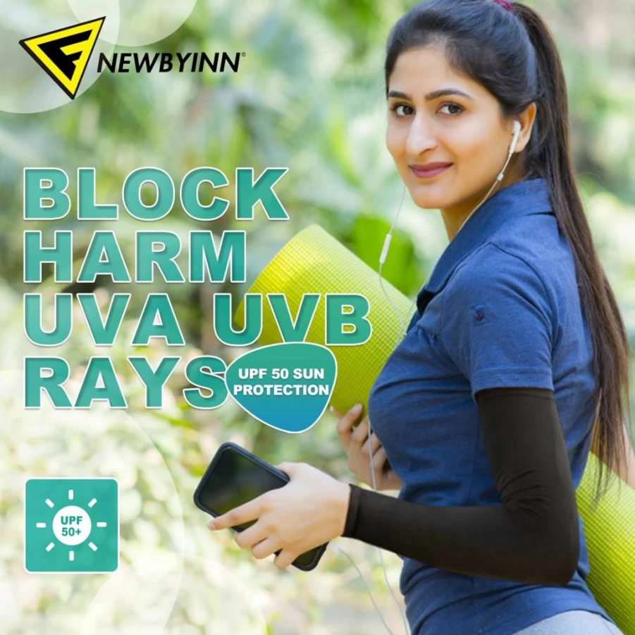 Newbyinn UV Protection Arm Sleeves for Men & Women - Cooling Sun Sleeve Cover with Mid-Compression, Tattoo Shield, Lightweight & Breathable for Outdoor Sports