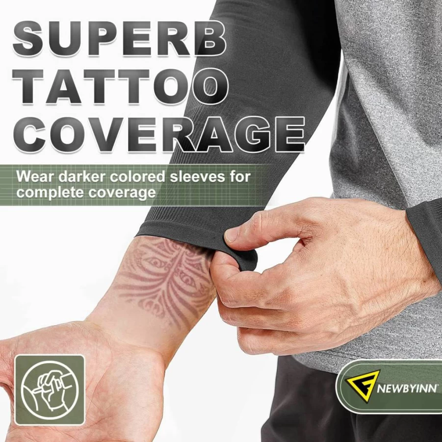 Newbyinn UV Protection Arm Sleeves for Men & Women - Cooling Sun Sleeve Cover with Mid-Compression, Tattoo Shield, Lightweight & Breathable for Outdoor Sports