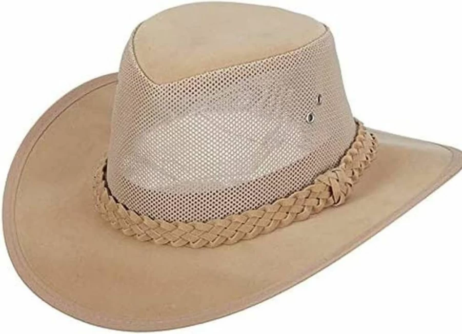 Dorfman Pacific Men's Natural Soaker Hat with Mesh Sides for Sun Protection - Large/X-Large Size
