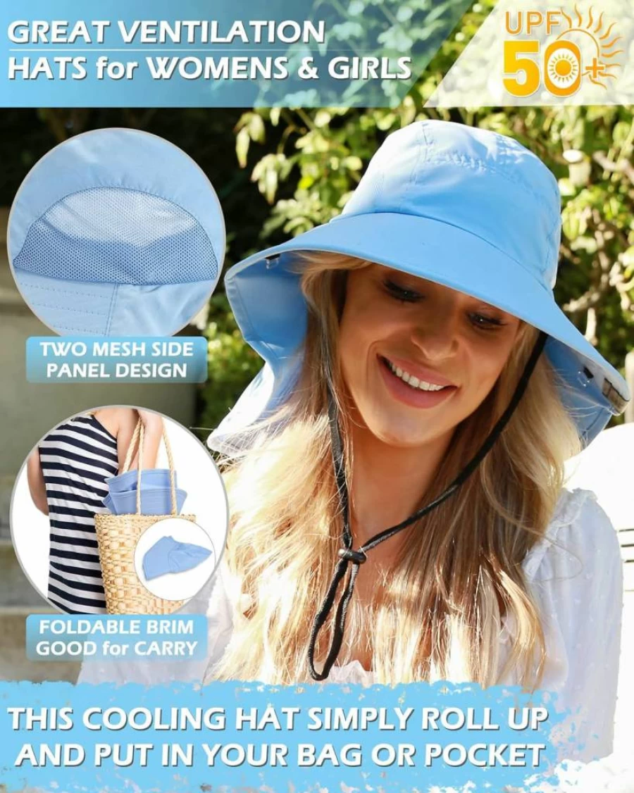 Tirrinia UPF 50+ Wide Brim Sun Hat with Neck Flap for Men & Women - Outdoor Hiking Safari Fishing Cap