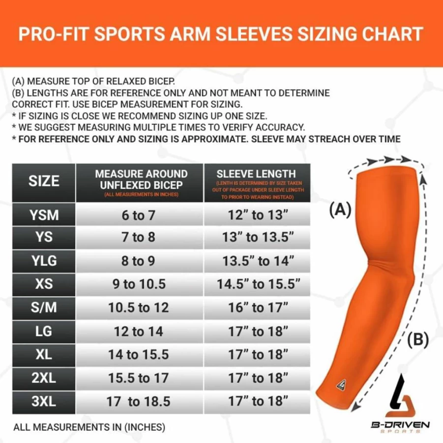 B-Driven Sports Compression Arm Sleeves for Men & Women - UV Sun Protection, Improved Circulation, Athletic Performance & Recovery Sleeves for Running, Basketball, Cycling