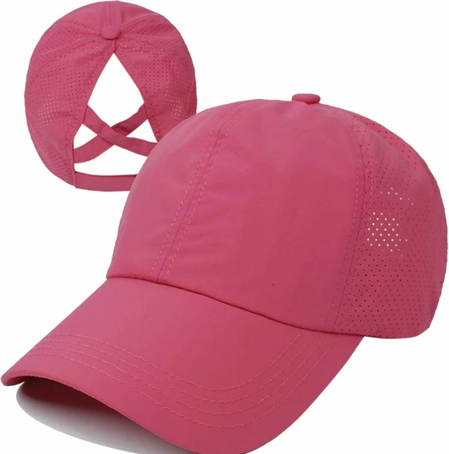HGGE Women's Criss Cross Ponytail Baseball Cap Adjustable High Bun Hat Quick Dry Sporty Hair Accessory for Running Yoga Outdoor