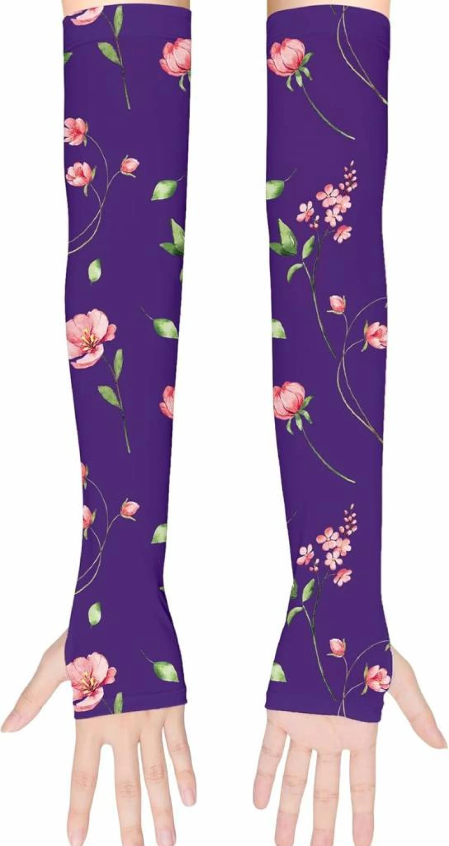 Aymolas Women's Floral Gardening Arm Sleeves - Sun Protection & Anti-Slip Design for Outdoor Activities