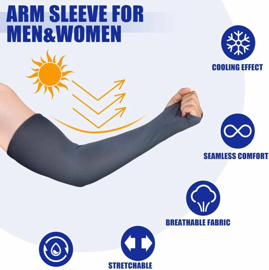 Amazon Unisex UV Protection Arm Sleeves - 10 Pairs Cooling Ice Silk Sun sleeves for Outdoor Activities & Driving